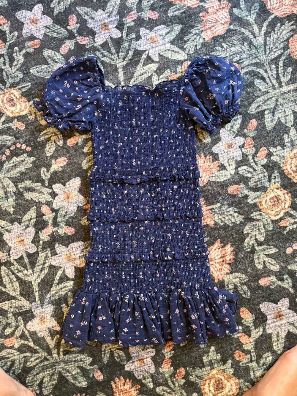 Katie J NYC tween girls Laila dress large blue with purple flowers